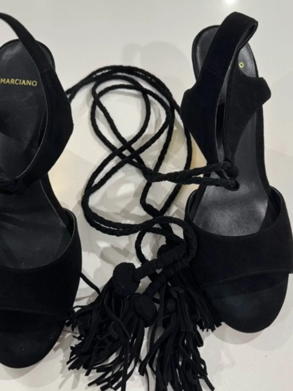 Marciano Black and Gold Wedge Suede Size 6 Womens Shoes - Picture 4 of 4